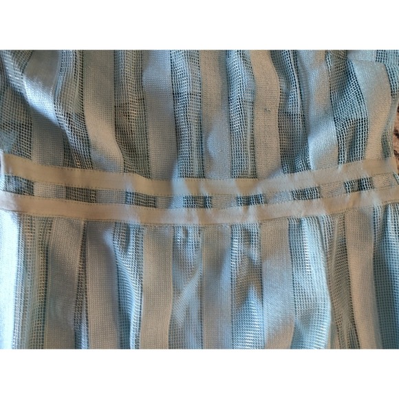 The Clothing Company Light Aqua Blue Lace Striped Overlay Midi Dress Size Large - Picture 4 of 13
